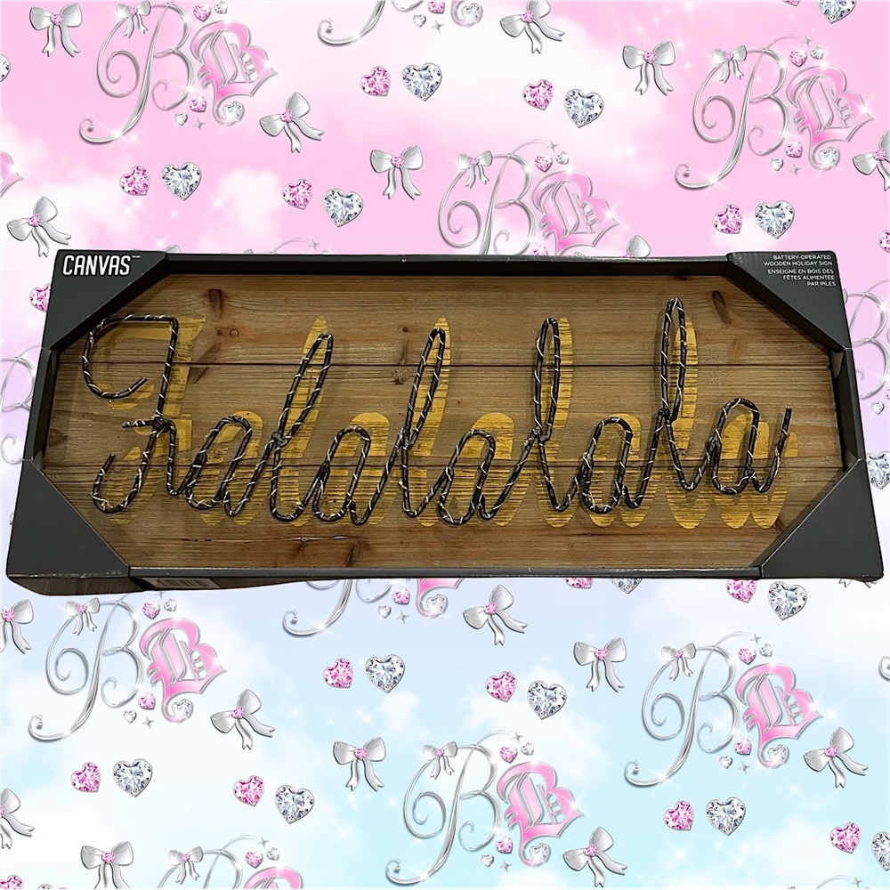 💡Wooden sign light up FALALALALA gold silver brown Christmas Xmas decor🎄💡cute